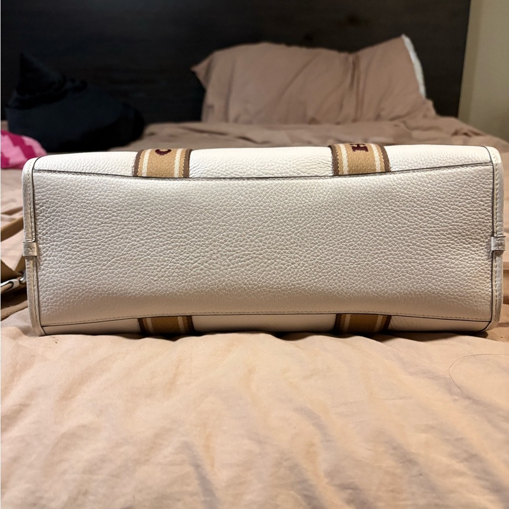 Coach Cream Leather Tote with Tan Branded Webbing - Picture 3 of 6